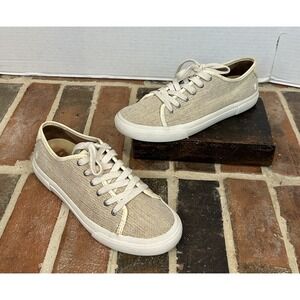 Frye Gia Tan Lace Up Sneakers Low Top Lace Up Canvas Tweed Shoes Women's 8